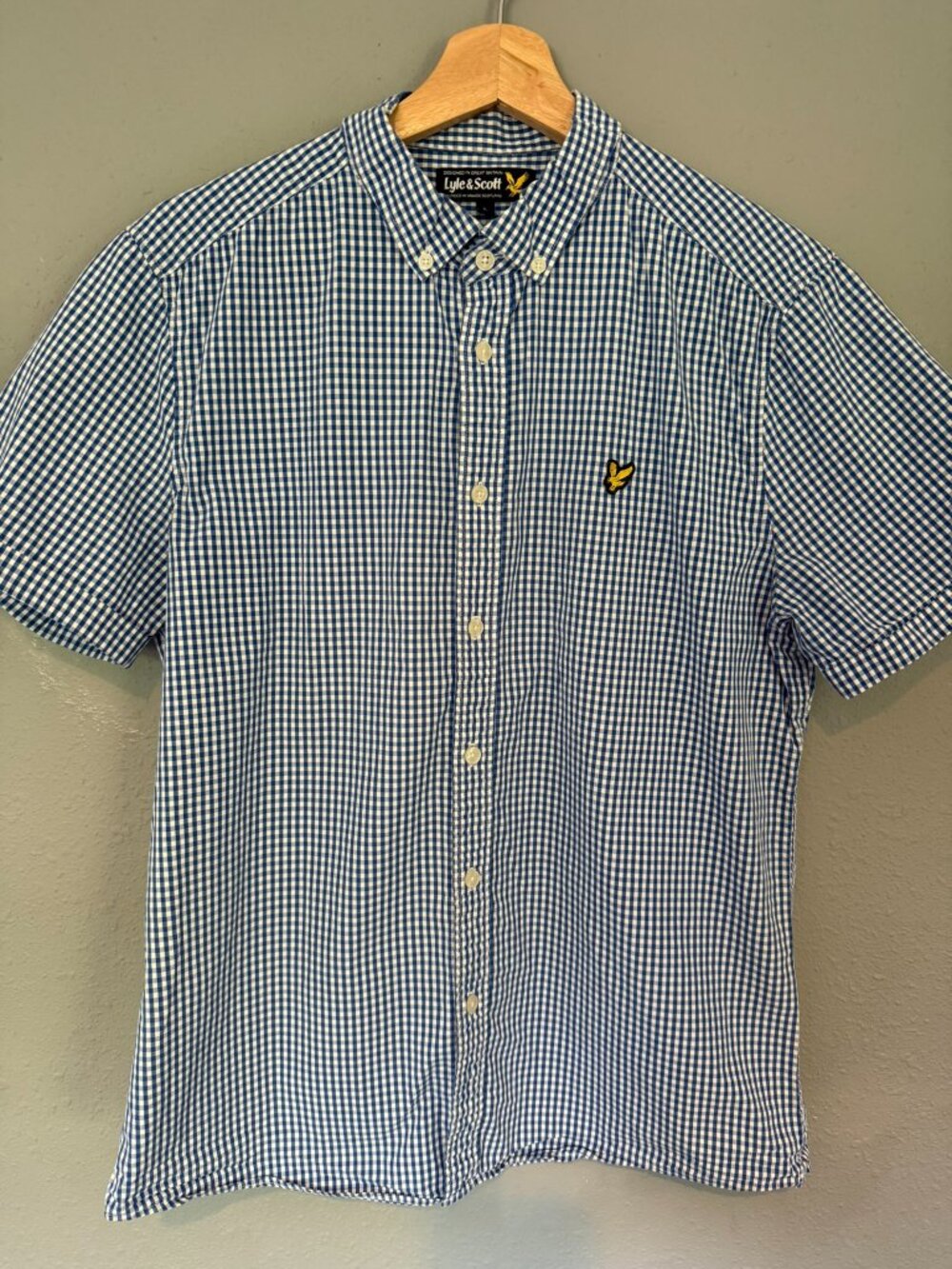 Lyle & Scott blue plaid button down - L